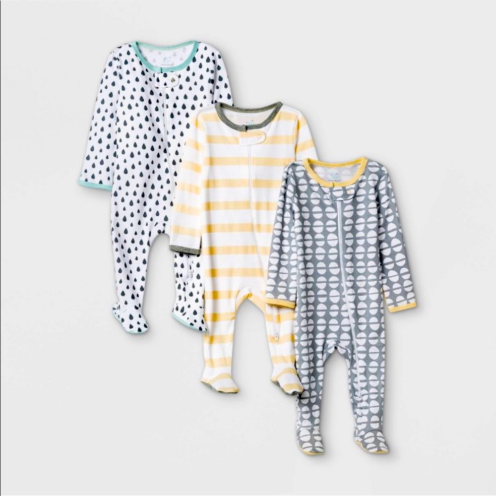 3 pack of Cloud Island baby onesie pajamas